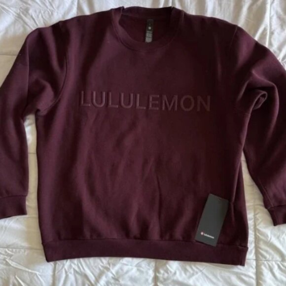 New Lululemon Steady State Crew Graphic Size Large Garnet LMERYS
